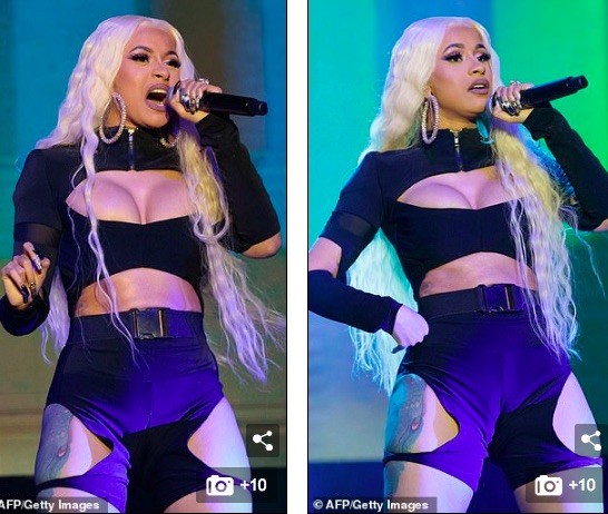 Cardi B áo cutout bó chặt, khoe ngực quá đà - ảnh 3