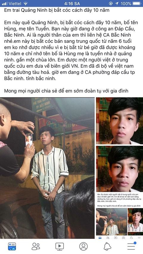 Thông tin mới nhất vụ một thiếu niên bị bắt cóc trở về từ Trung Quốc sau 10 năm - ảnh 3