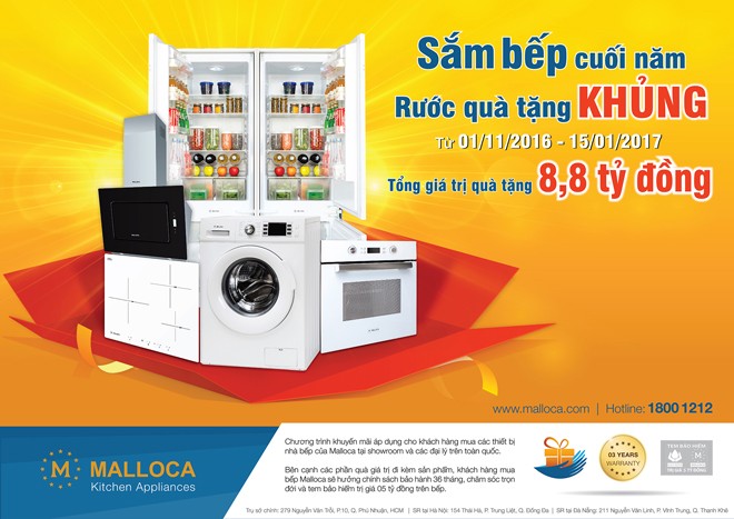 “Sắm bếp cuối năm – Rước quà tặng khủng” cùng thiết bị bếp Malloca - ảnh 1