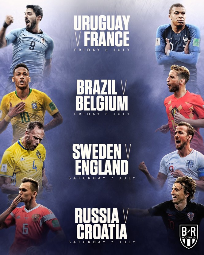 Chi tiết lịch thi đấu vòng tứ kết World Cup 2018 - ảnh 1