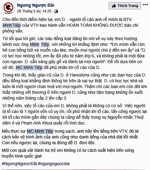 Mạng xã hội xuất hiện loạt hashtag kêu gọi tẩy chay BTV Minh Tiệp - ảnh 2