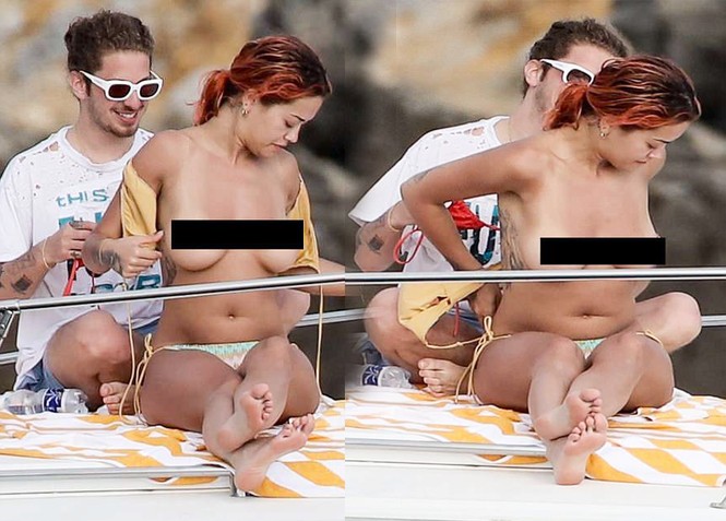 Rita Ora táo bạo bán nude phơi nắng, tình tứ bạn trai trên du thuyền - ảnh 1