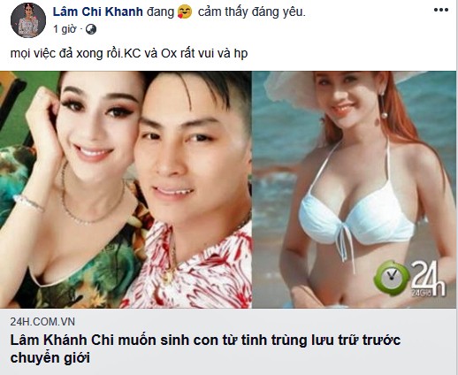 Ca sĩ chuyển giới Lâm Khánh Chi thông báo tin vui sắp làm mẹ - ảnh 1