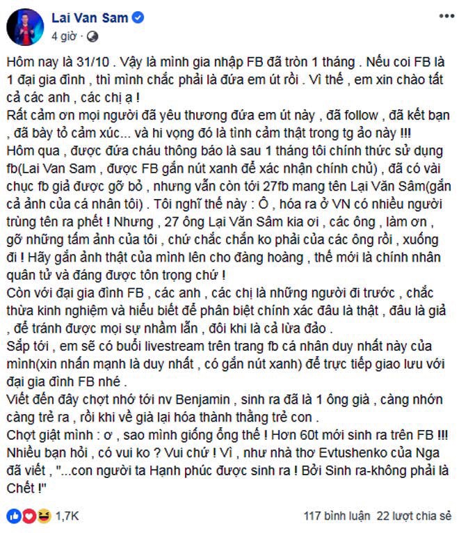 Lại Văn Sâm chính chủ nhắn gì với 27 'Lại Văn Sâm' khác trên facebook? - ảnh 2
