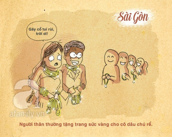 Trong miền Nam, họ hàng người thân của đôi trẻ lại hay mua trang sức vàng để tặng
