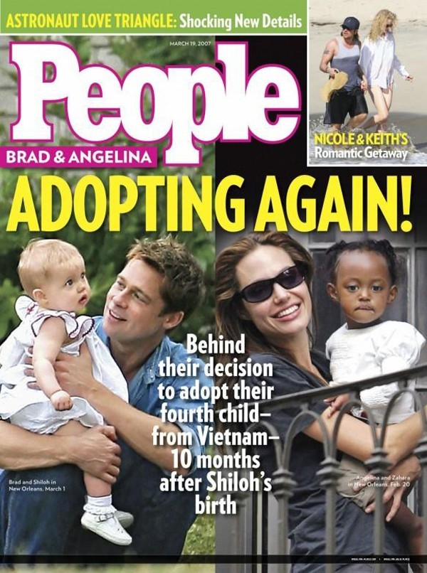 5. Pax Thien Jolie-Pitt, People Magazine, Tháng 3 năm 2007 – 2 triệu USD
Năm 2007, bộ đôi quyền lực nhất Hollywood đã quyết định nhận thêm con nuôi là Pax Thien từ Việt Nam. Trước đó, Jolie đã nhận nuôi hai đứa trẻ khác, bên cạnh con ruột Shiloh với Brad Pitt. Bản quyền hình ảnh của Pax được bán cho tạp chí People với giá 2 triệu USD