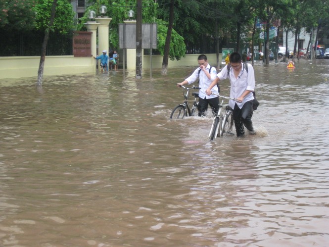 Học sinh đi tập bơi