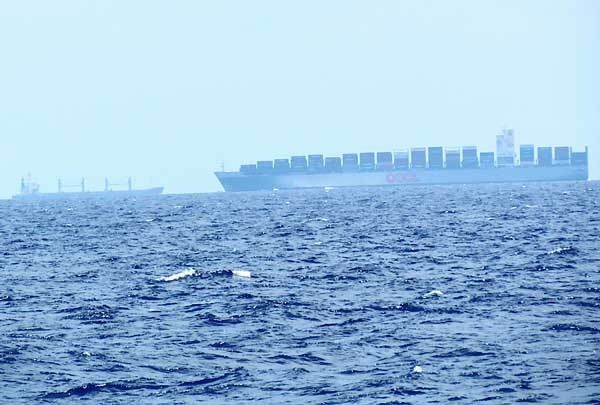 Tàu container của hãng OOCL (Orient Overseas Container Line), Hồng Kông, Trung Quốc và một tàu khác
