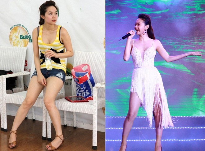 Hiện giờ Minh Hằng đang sở hữu thân hình sexy, gợi cảm hơn hẳn, biệt danh “bé Heo” vì thế cũng không còn nữa