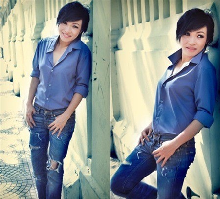 Phương Thanh ngầu cùng quần jeans rách