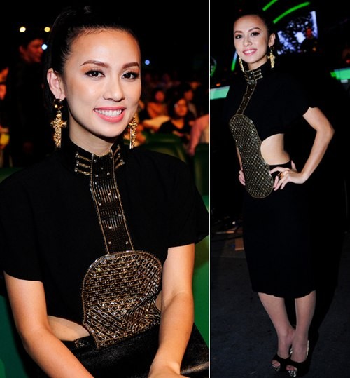 Tại Gala Vietnam's Got Talent hôm 21/4, Huyền Ny xuất hiện trong chiếc váy cut-out lạ mắt