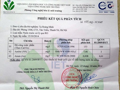 Hà Nội: Khu chung cư hoang mang vì nước ăn nhiễm amoni - ảnh 1
