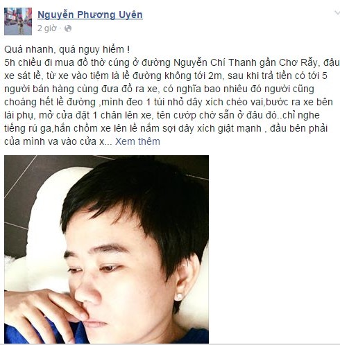 Nhạc sĩ Phương Uyên bị cướp túi, đầu đập xuống đường - ảnh 1