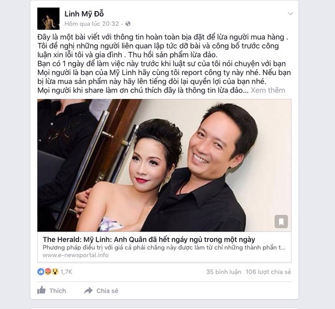 Diva Mỹ Linh “nổi đóa” vì hai vợ chồng bị lợi dụng hình ảnh - ảnh 1