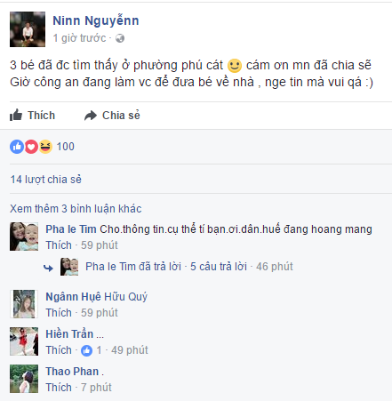 Tìm được 3 đứa trẻ “mất tích“ nhờ facebook - ảnh 1