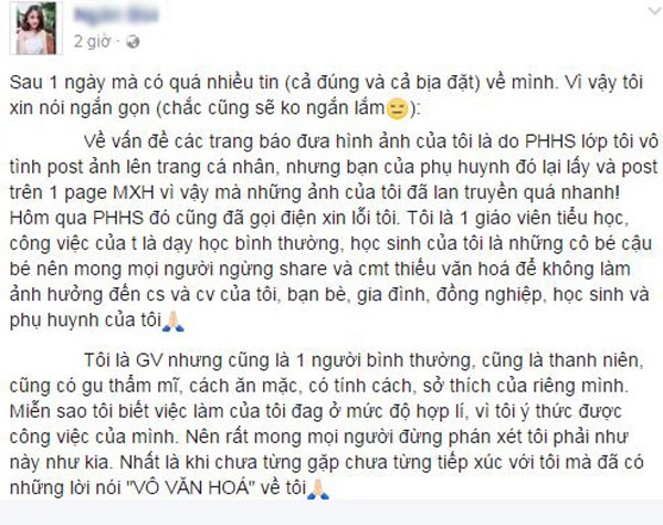Cô giáo tiểu học xinh đẹp đáp trả những lời bình luận 'vô văn hóa' - ảnh 1