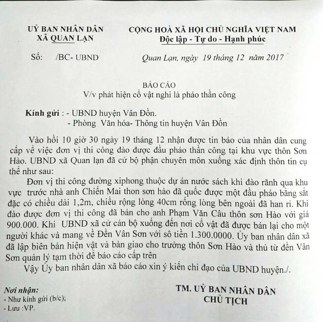 Súng thần công gần 200 tuổi được bán như sắt vụn - ảnh 1