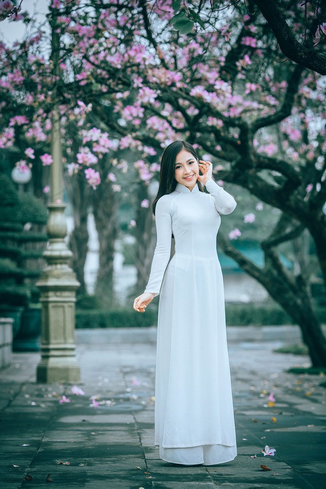 Nữ sinh Hà thành ngọt ngào bên sắc hoa ban - ảnh 4