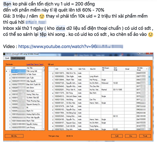 Dữ liệu người dùng Facebook được bán công khai tại Việt Nam - ảnh 1