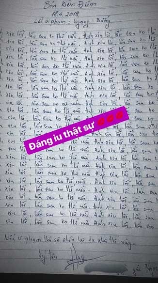 Bạn trai hot girl Ngọc Thảo viết bản kiểm điểm 'độc nhất vô nhị' - ảnh 3