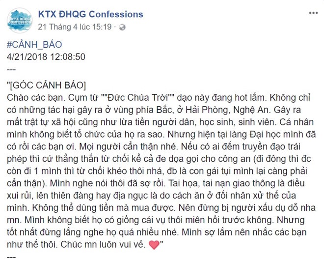 Báo động sinh viên đi lang thang truyền đạo 'Hội Thánh Đức Chúa Trời' - ảnh 1