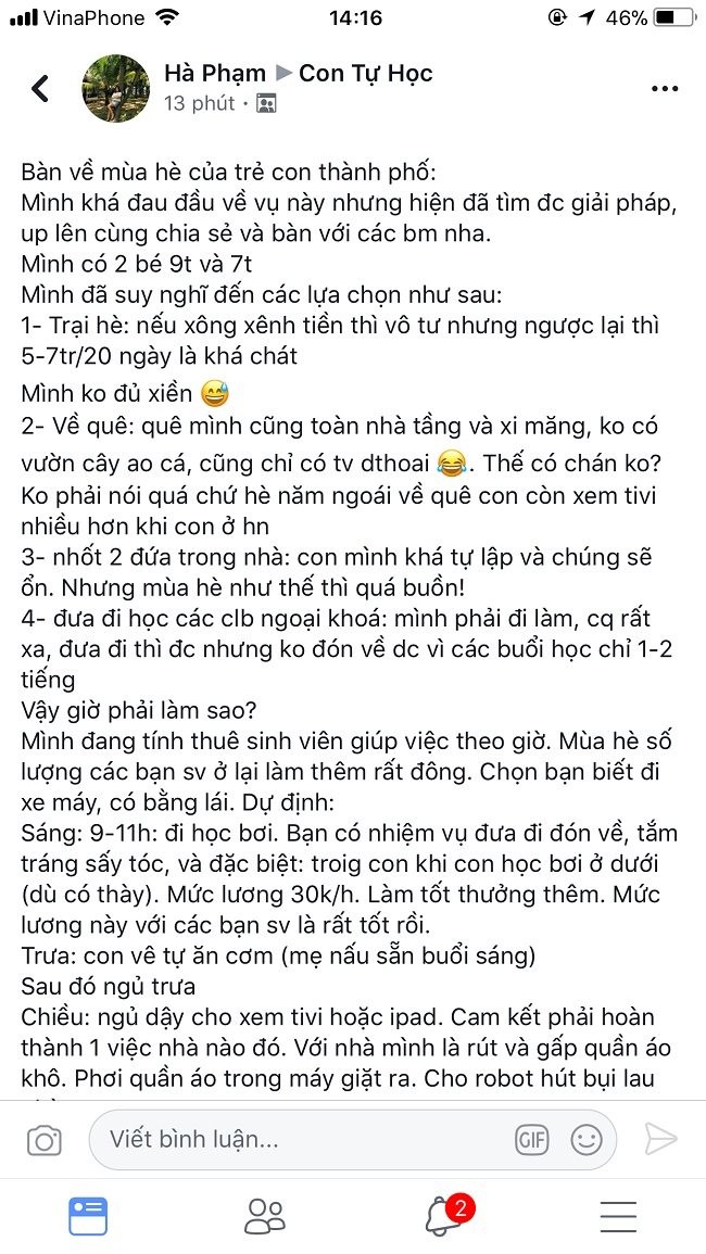 Chia sẻ đáng nói của một bà mẹ về kế hoạch mùa Hè cho con trẻ - ảnh 1