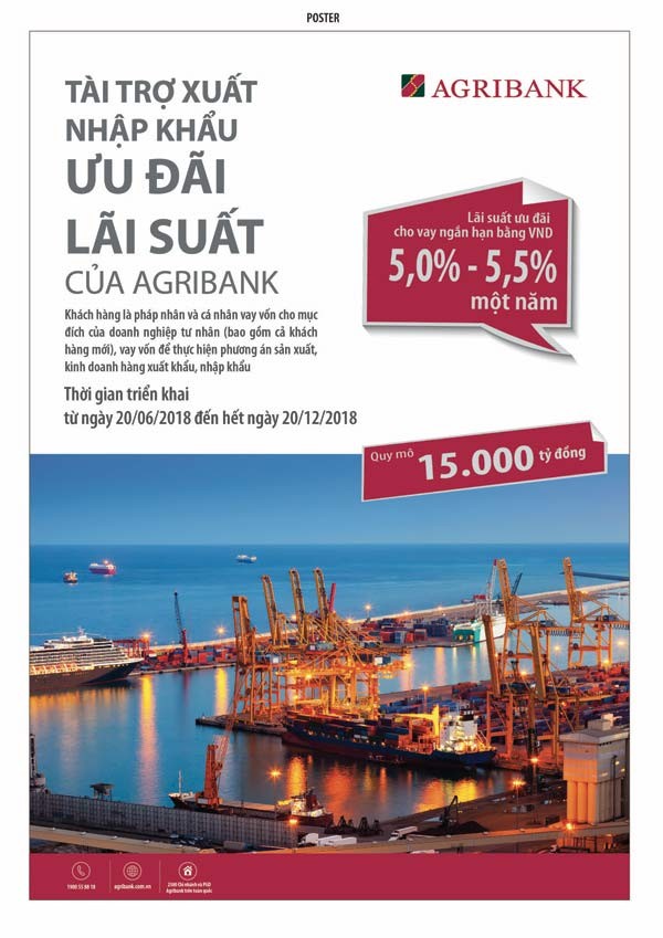 Agribank dành 15.000 tỷ đồng cho chương trình tài trợ xuất nhập khẩu - ảnh 1