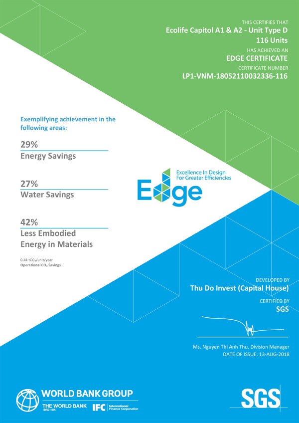 Capital House nhận chứng chỉ EDGE chính thức đầu tiên - ảnh 1