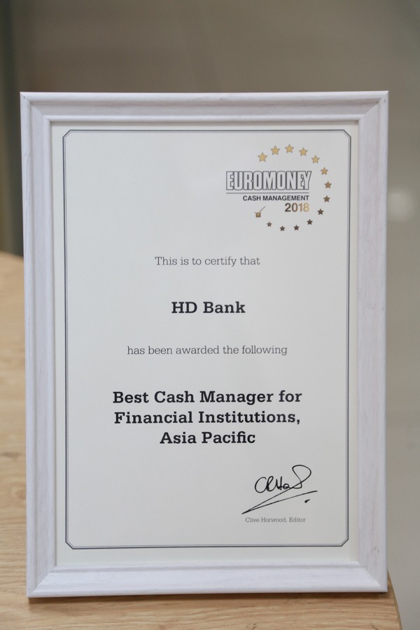 HDBank đạt giải ngân hàng có dịch vụ quản lý tiền mặt tốt nhất Châu Á - ảnh 1