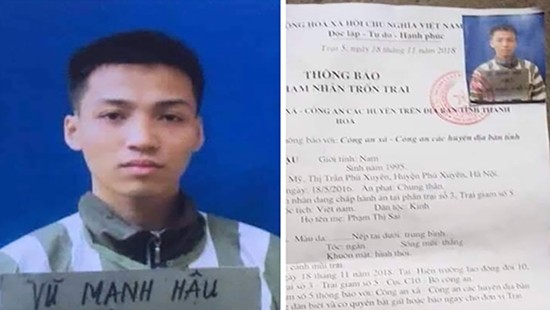Đối tượng phạm tội giết người trốn khỏi trại giam - ảnh 1