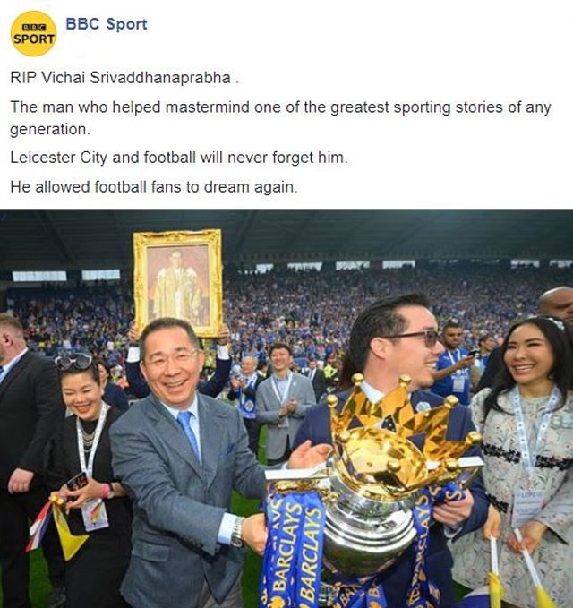 Truyền thông thế giới tiếc thương trước sự ra đi của Chủ tịch Leicester - ảnh 1