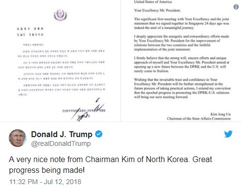 Ông Trump tiết lộ nội dung bức thư của nhà lãnh đạo Triều Tiên - ảnh 1