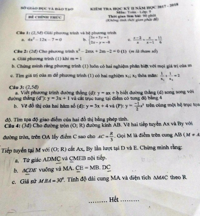học sinh bối rối với đê thi học kỳ sai sót - ảnh 1