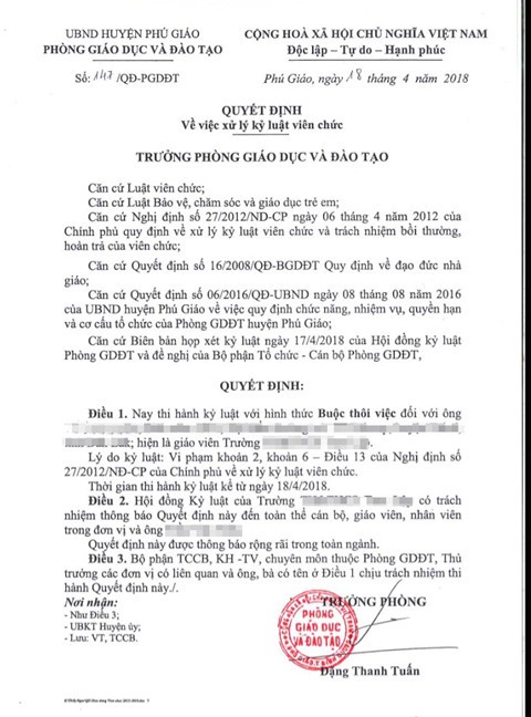 Cho thôi việc giáo viên bị tố dâm ô với nhiều học sinh - ảnh 1