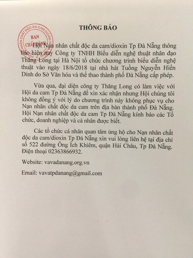 Mạo danh Hội nạn nhân chất độc da cam bán vé biểu diễn nghệ thuật - ảnh 2