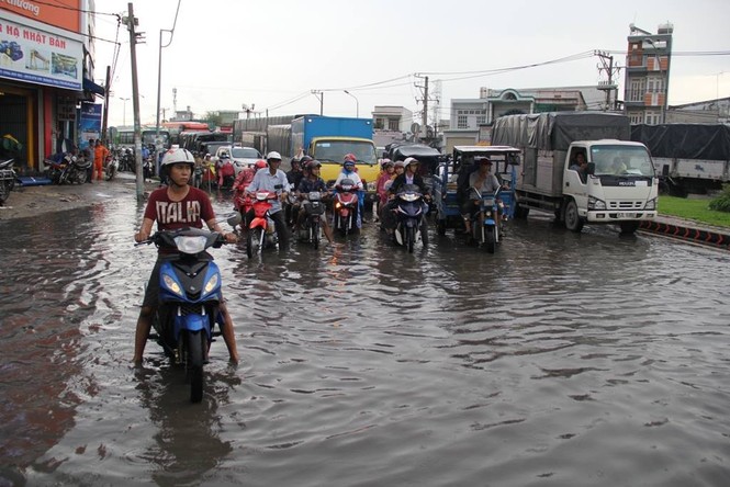 Mưa nhỏ cũng khiến đường Sài Gòn ngập lênh láng - ảnh 1