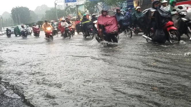 Giao thông cửa ngõ Tân Sơn Nhất tê liệt sau cơn mưa - ảnh 1