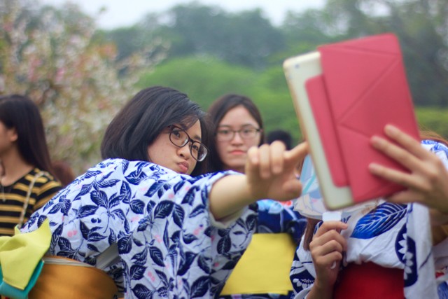 Thiếu nữ Hà thành diện Yukata khoe sắc bên hoa anh đào - ảnh 9