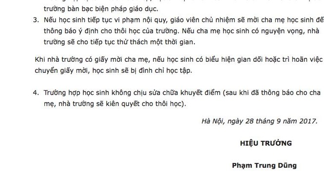 Bản nội quy 'rắn' của trường Lương Thế Vinh - ảnh 2