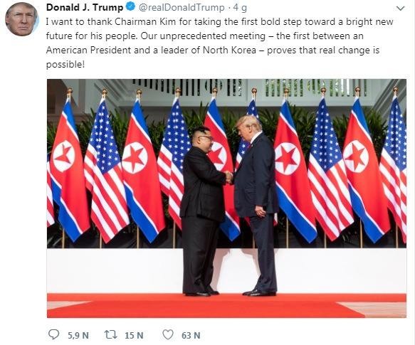 Tổng thống Trump cảm ơn ông Kim Jong-un trên Twitter - ảnh 1