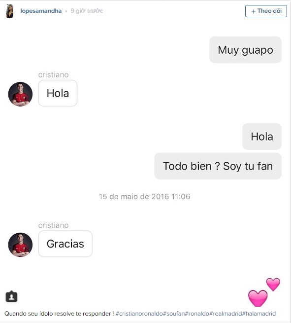 Nữ sinh bất ngờ nổi như cồn nhờ đoạn chat với Ronaldo - ảnh 1