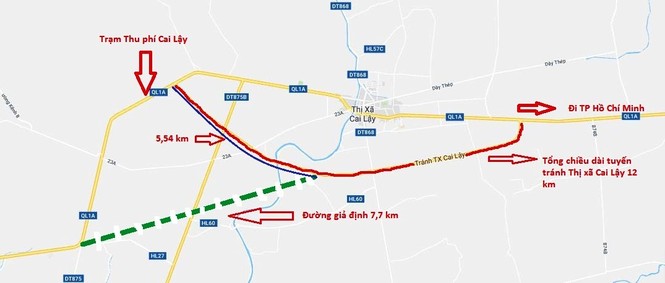 Cần làm rõ hướng tuyến khác thường của tuyến tránh Cai Lậy - ảnh 1