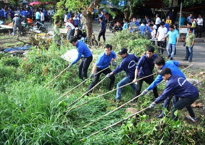 Bạn trẻ chung tay làm đẹp khu phố ngày Chủ nhật xanh - ảnh 5