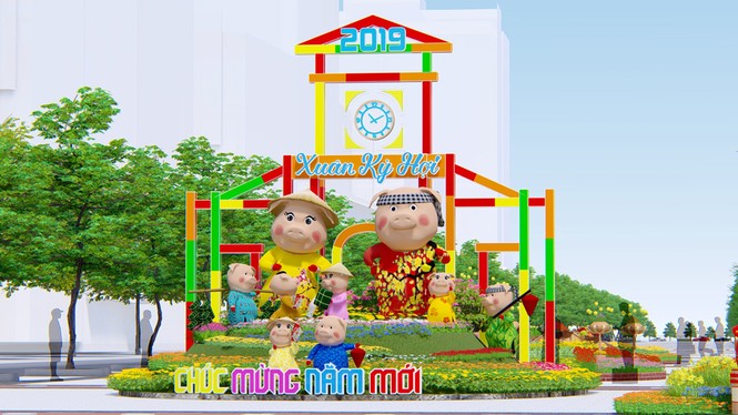 Ngắm phối cảnh nhà Heo đi sắm Tết Kỷ Hợi ở chợ Bến Thành - ảnh 1