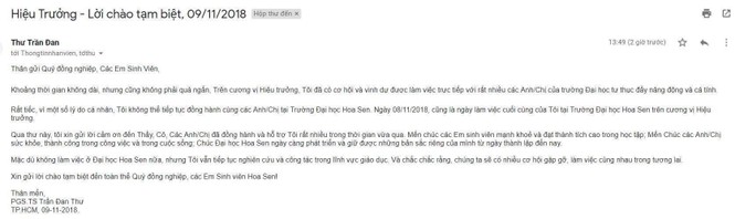 HIỆU TRƯỞNG ĐH HOA SEN TỪ NHIỆM, PGS TRẦN ĐAN THƯ TỪ NHIỆM HIỆU TRƯỞNG ĐH HOA SEN - ảnh 1