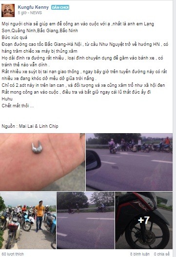 Công an vào cuộc vụ đinh tặc hoành hành ở cao tốc Hà Nội - Bắc Giang - ảnh 1