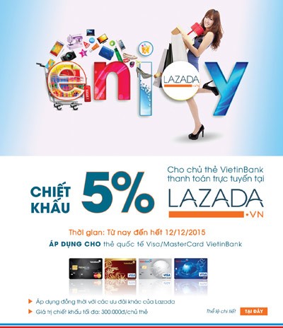 Giảm đến 600.000 đồng cho chủ thẻ quốc tế VietinBank thanh toán online tại Lazada - ảnh 1