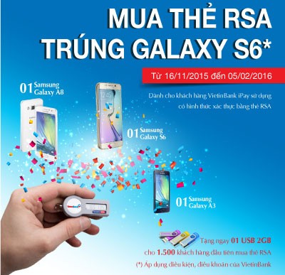 Mua thẻ RSA VietinBank trúng Samsung Galaxy S6 - ảnh 1