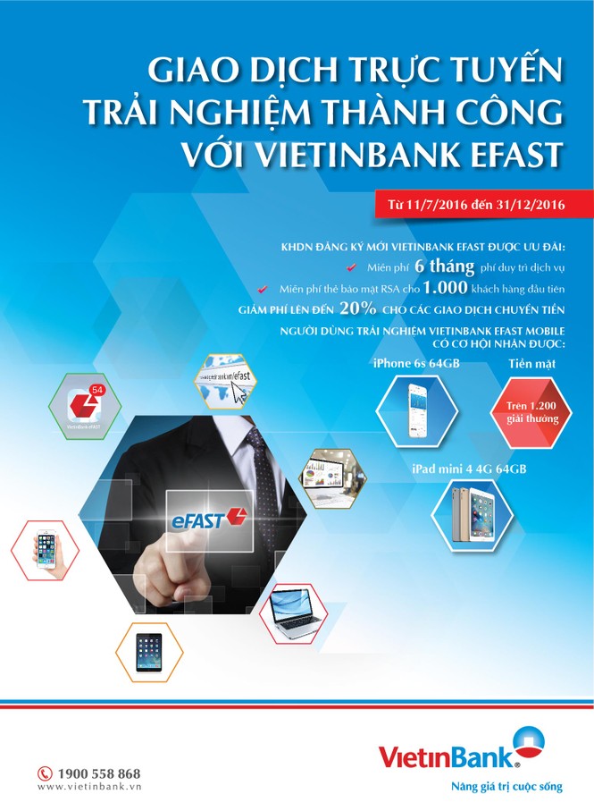 Miễn phí và nhận quà với dịch vụ VietinBank eFAST - ảnh 1