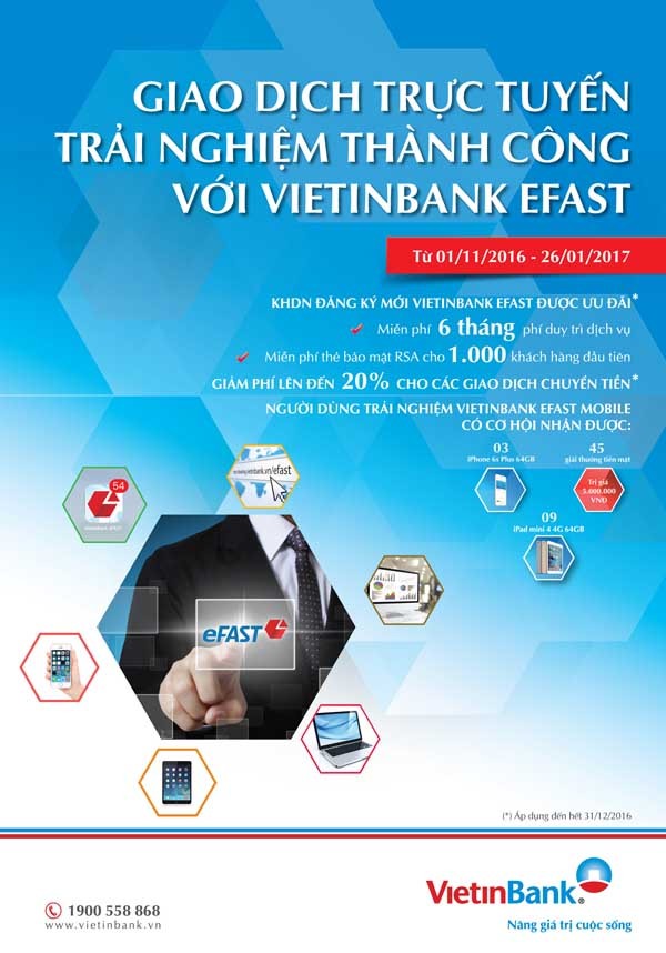 Giao dịch qua VietinBank eFAST trúng thưởng lớn - ảnh 1
